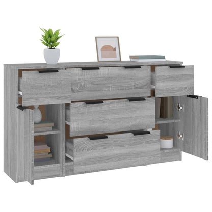 Set di Credenze 3 pz Grigio Sonoma in Legno Multistrato - homemem39