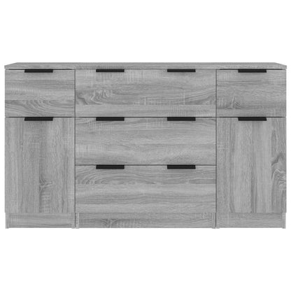 Set di Credenze 3 pz Grigio Sonoma in Legno Multistrato - homemem39