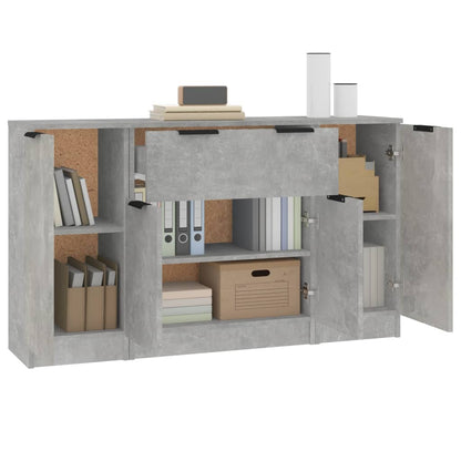 Credenze 3 pz Grigio Cemento in Legno Multistrato - homemem39