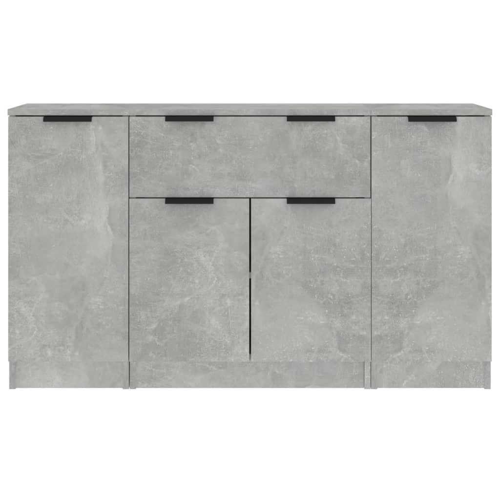 Credenze 3 pz Grigio Cemento in Legno Multistrato - homemem39