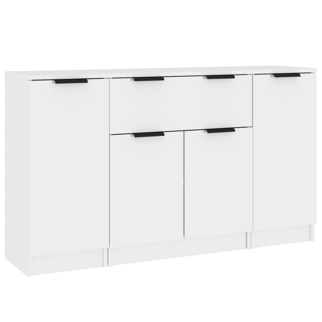 Credenze 3 pz Bianco Lucido in Legno Multistrato - homemem39