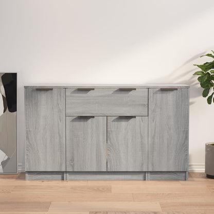 Credenze 3 pz Grigio Sonoma in Legno Multistrato - homemem39