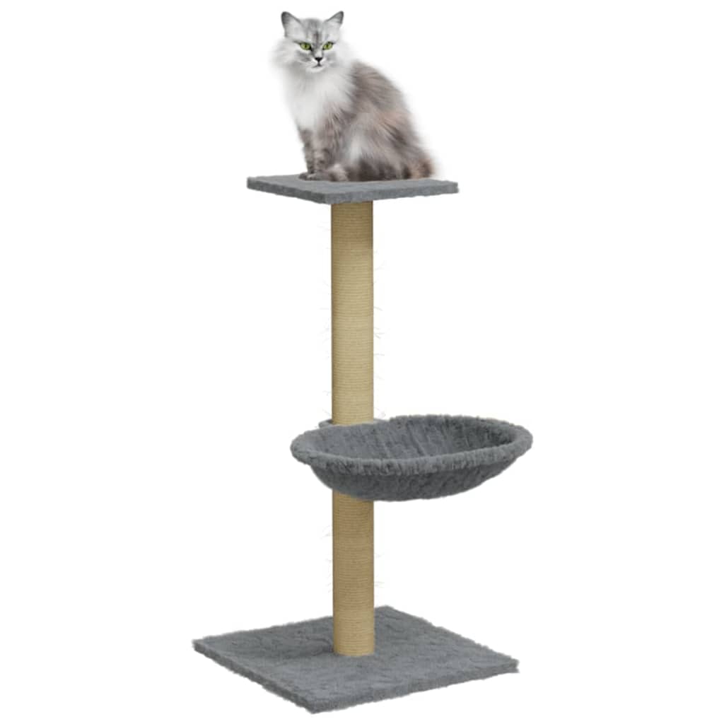 Albero per Gatti con Palo Tiragraffi Sisal Grigio Chiaro 74 cm - homemem39