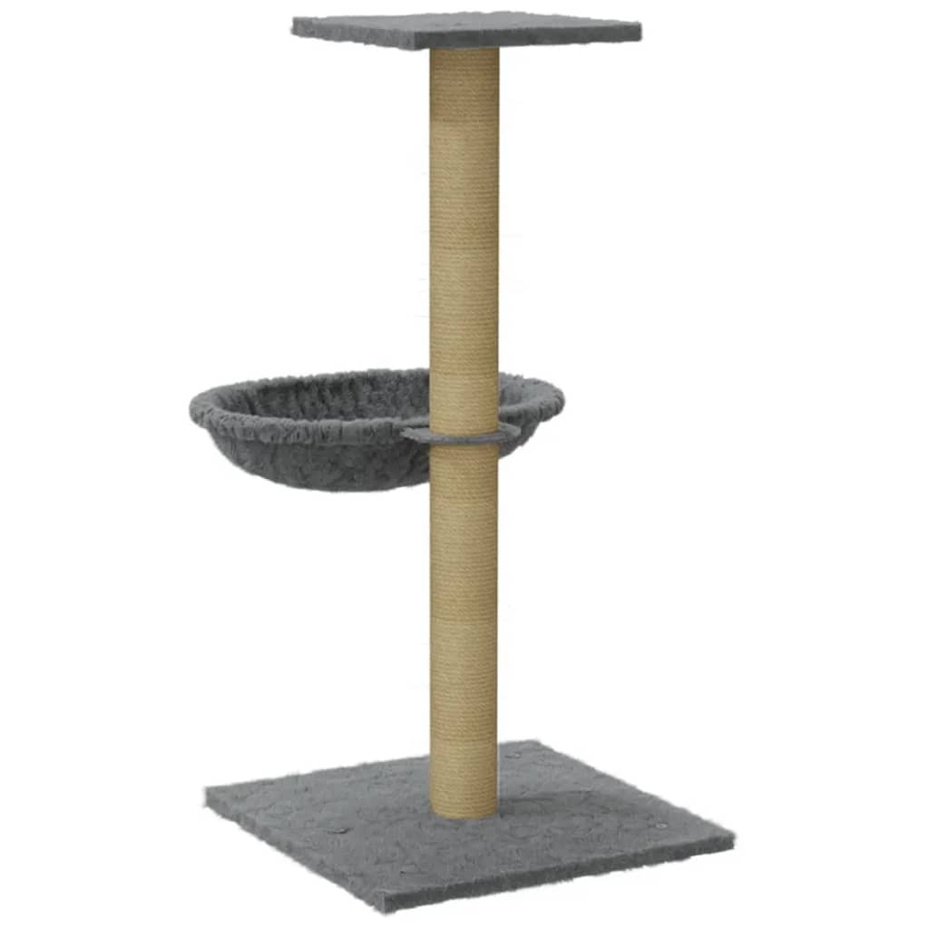 Albero per Gatti con Palo Tiragraffi Sisal Grigio Chiaro 74 cm - homemem39