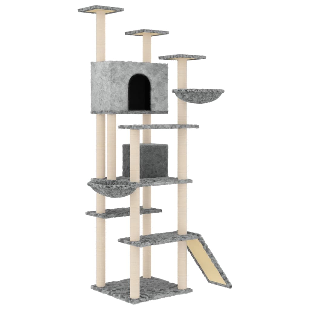 Albero per Gatti con Tiragraffi in Sisal Grigio Chiaro 191 cm - homemem39