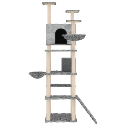 Albero per Gatti con Tiragraffi in Sisal Grigio Chiaro 191 cm - homemem39