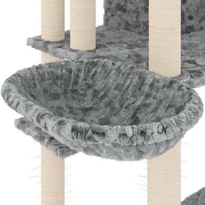 Albero per Gatti con Tiragraffi in Sisal Grigio Chiaro 191 cm - homemem39