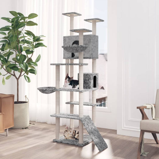 Albero per Gatti con Tiragraffi in Sisal Grigio Chiaro 191 cm - homemem39