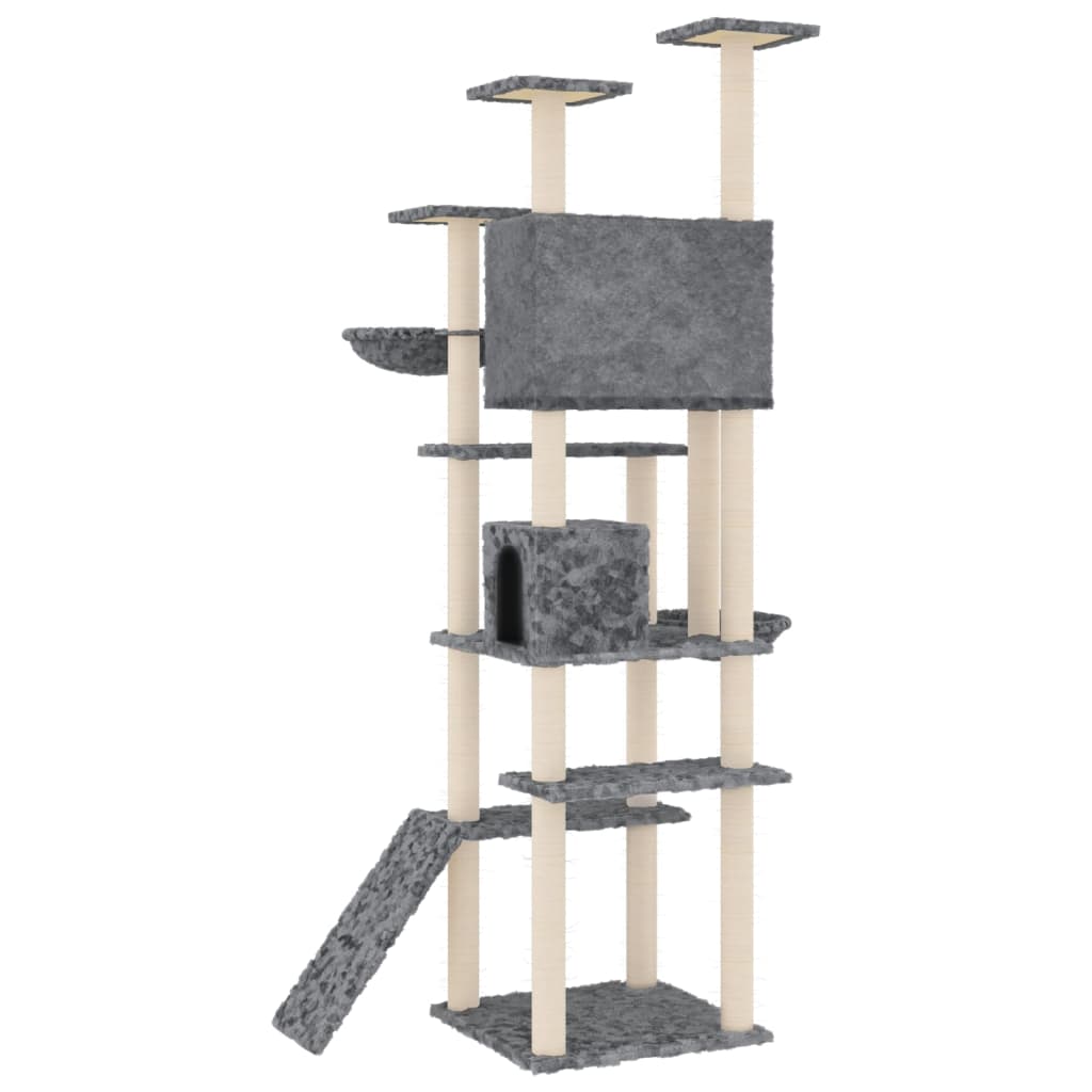 Albero per Gatti con Tiragraffi in Sisal Grigio Scuro 191 cm - homemem39