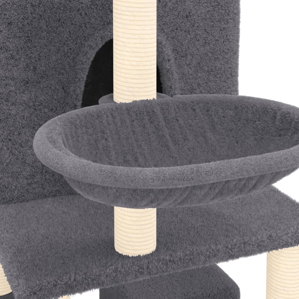 Albero per Gatti con Tiragraffi in Sisal Grigio Scuro 180 cm - homemem39