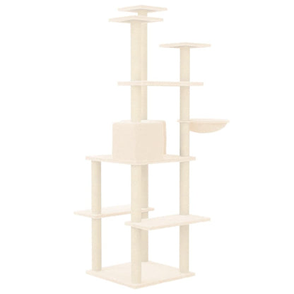 Albero per Gatti con Tiragraffi in Sisal Crema 167 cm - homemem39