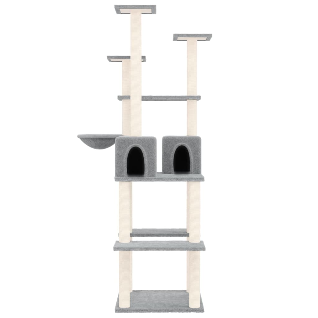 Albero per Gatti con Tiragraffi in Sisal Grigio Chiaro 167 cm - homemem39