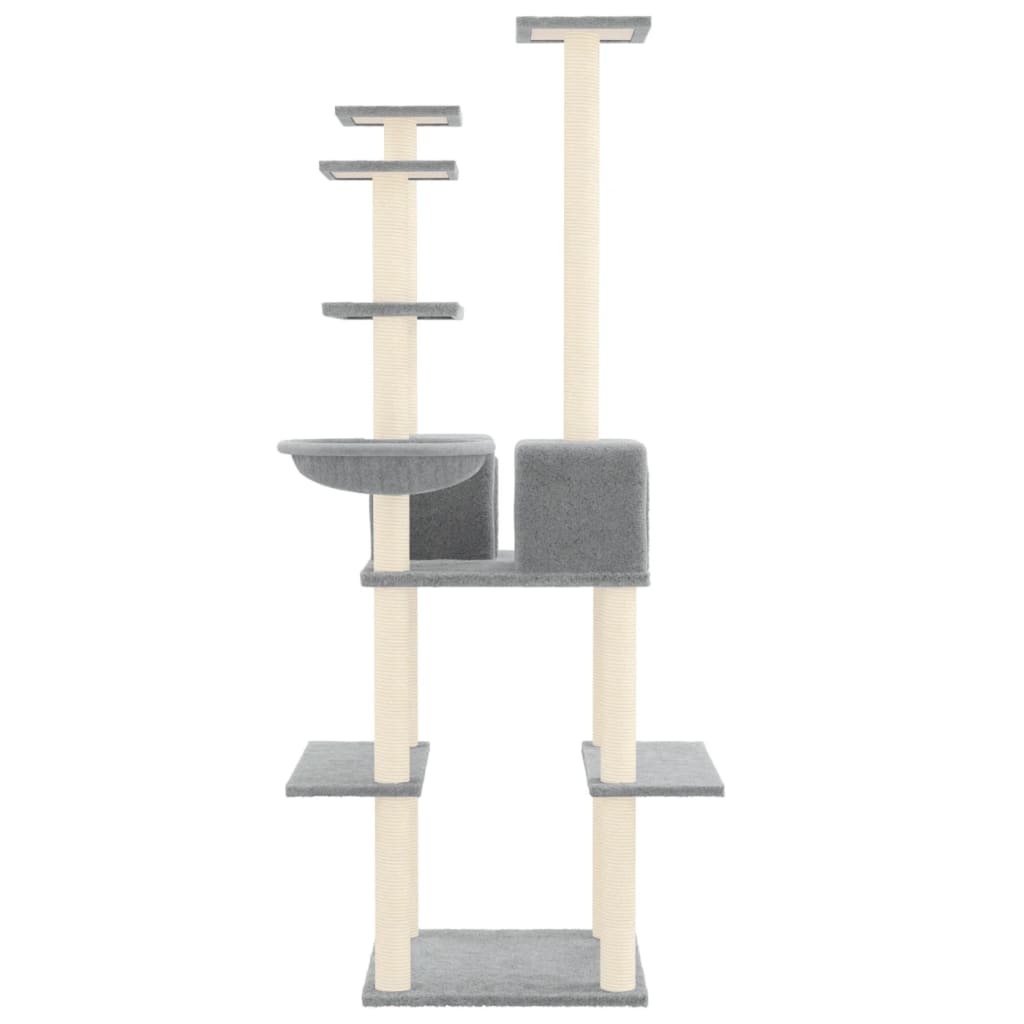 Albero per Gatti con Tiragraffi in Sisal Grigio Chiaro 167 cm - homemem39