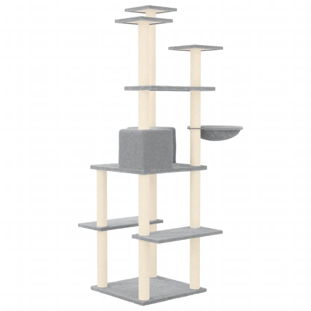 Albero per Gatti con Tiragraffi in Sisal Grigio Chiaro 167 cm - homemem39