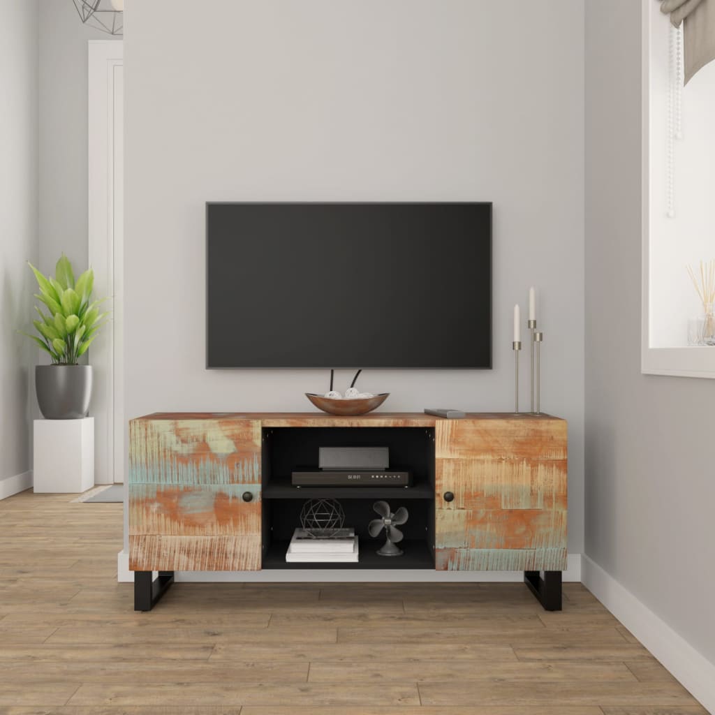 Mobile Porta TV 105x33x46 cm in Legno Massello di Recupero - homemem39