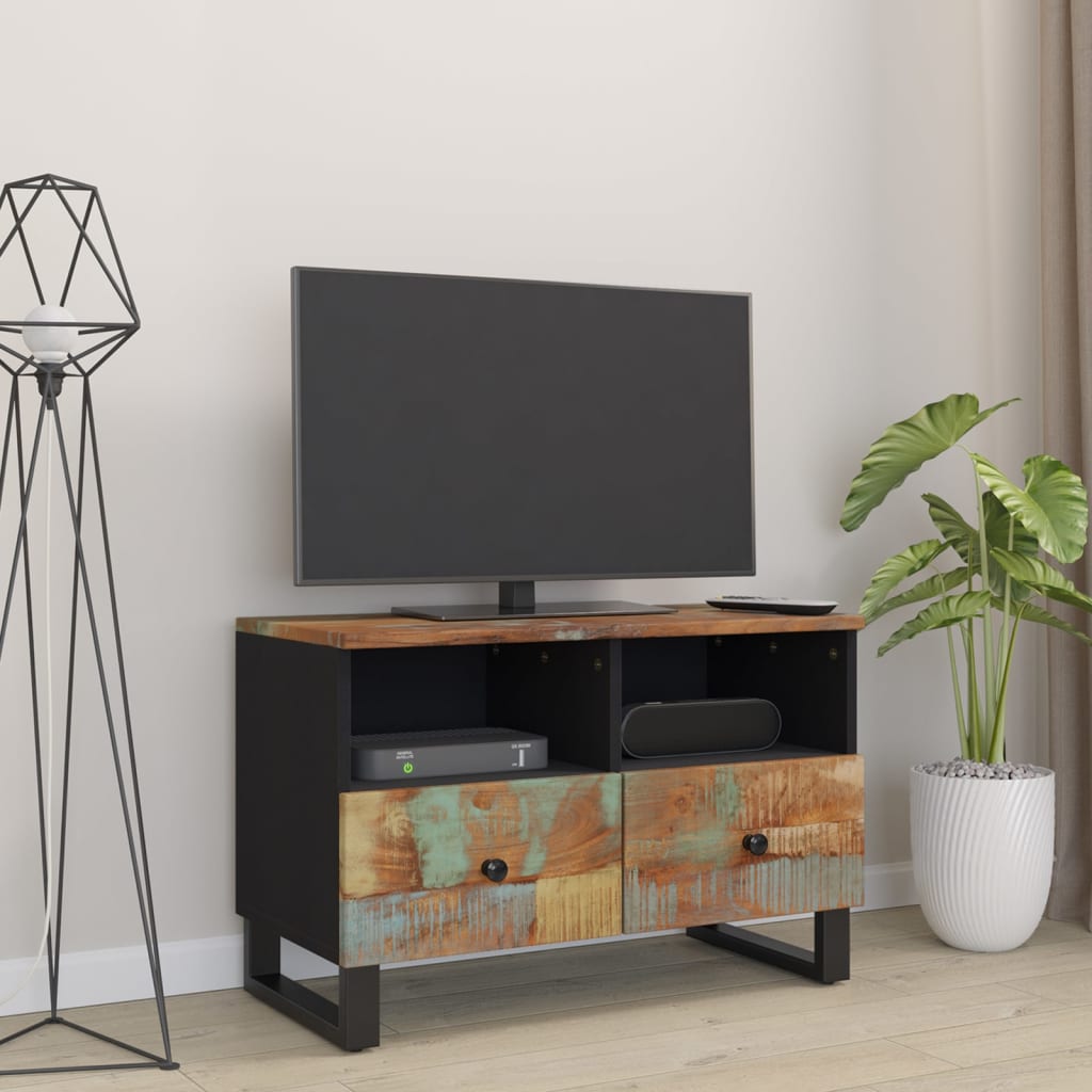 Mobile Porta TV 70x33x46cm in Legno Massello di Recupero - homemem39