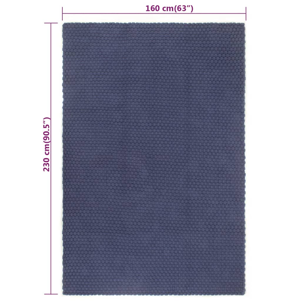 Tappeto Rettangolare Blu Marino 160x230 cm in Cotone - homemem39