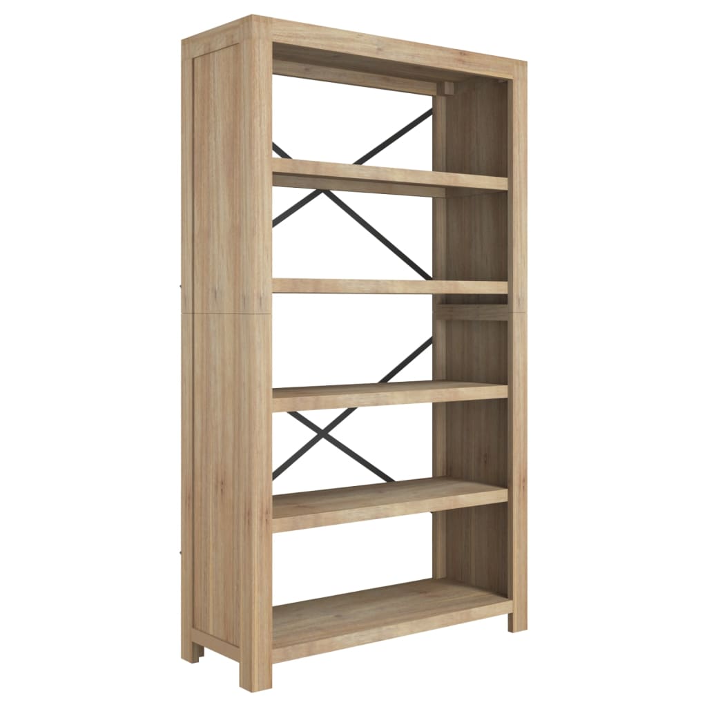 Libreria a 5 Ripiani 80x30x140 cm in Legno Massello di Acacia - homemem39