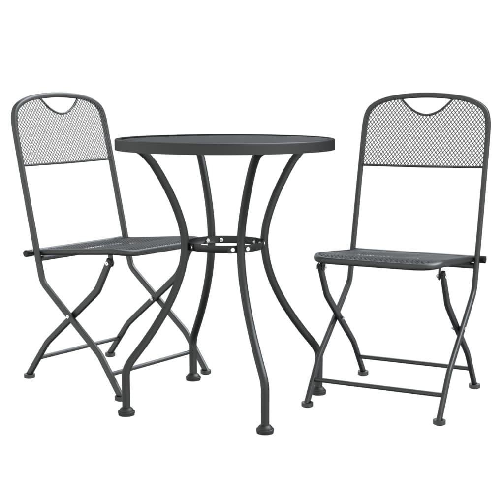 Set da Pranzo per Giardino 3pz Rete Metallica Espansa Antracite - homemem39