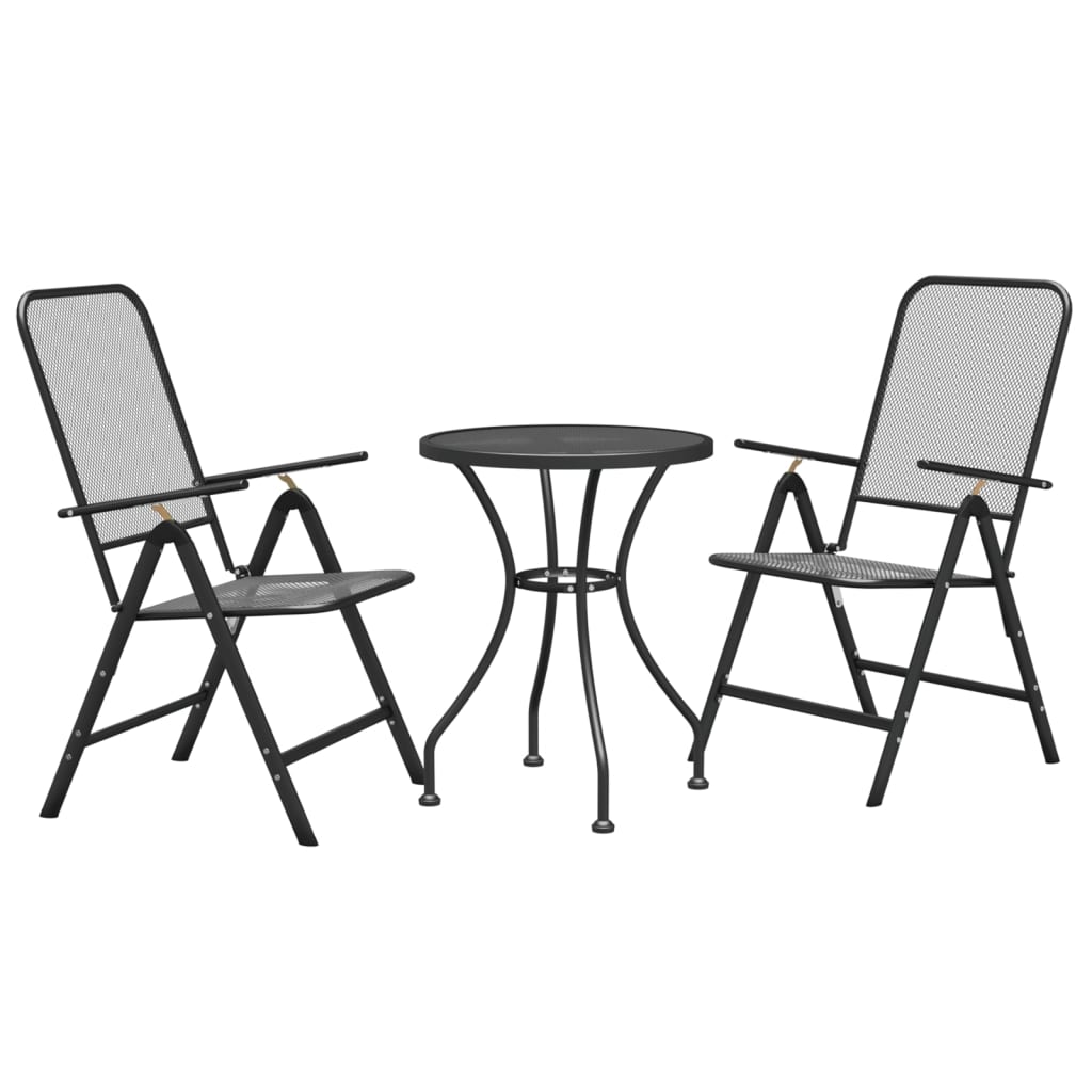 Set da Pranzo per Giardino 3pz Rete Metallica Espansa Antracite - homemem39