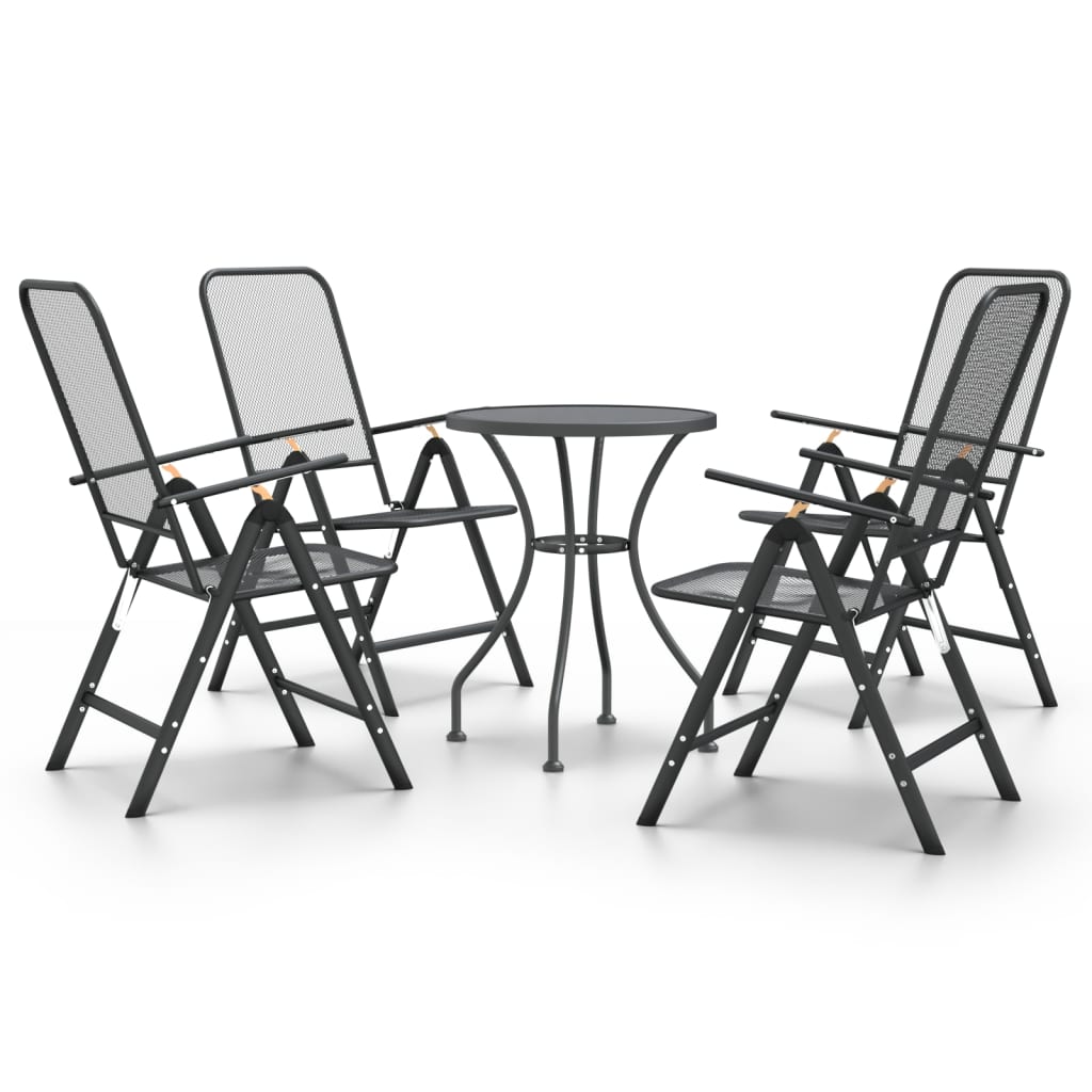 Set da Pranzo per Giardino 5pz Rete Metallica Espansa Antracite - homemem39