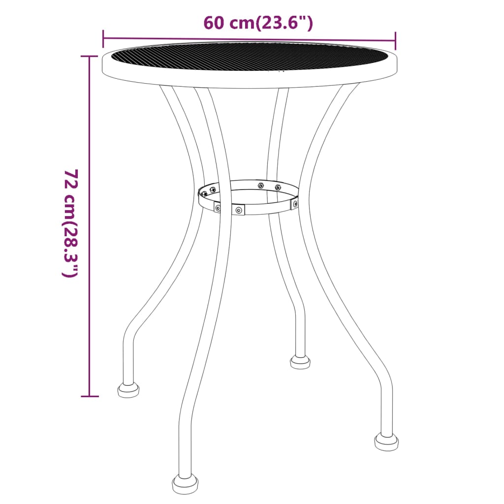 Set da Pranzo per Giardino 5pz Rete Metallica Espansa Antracite - homemem39