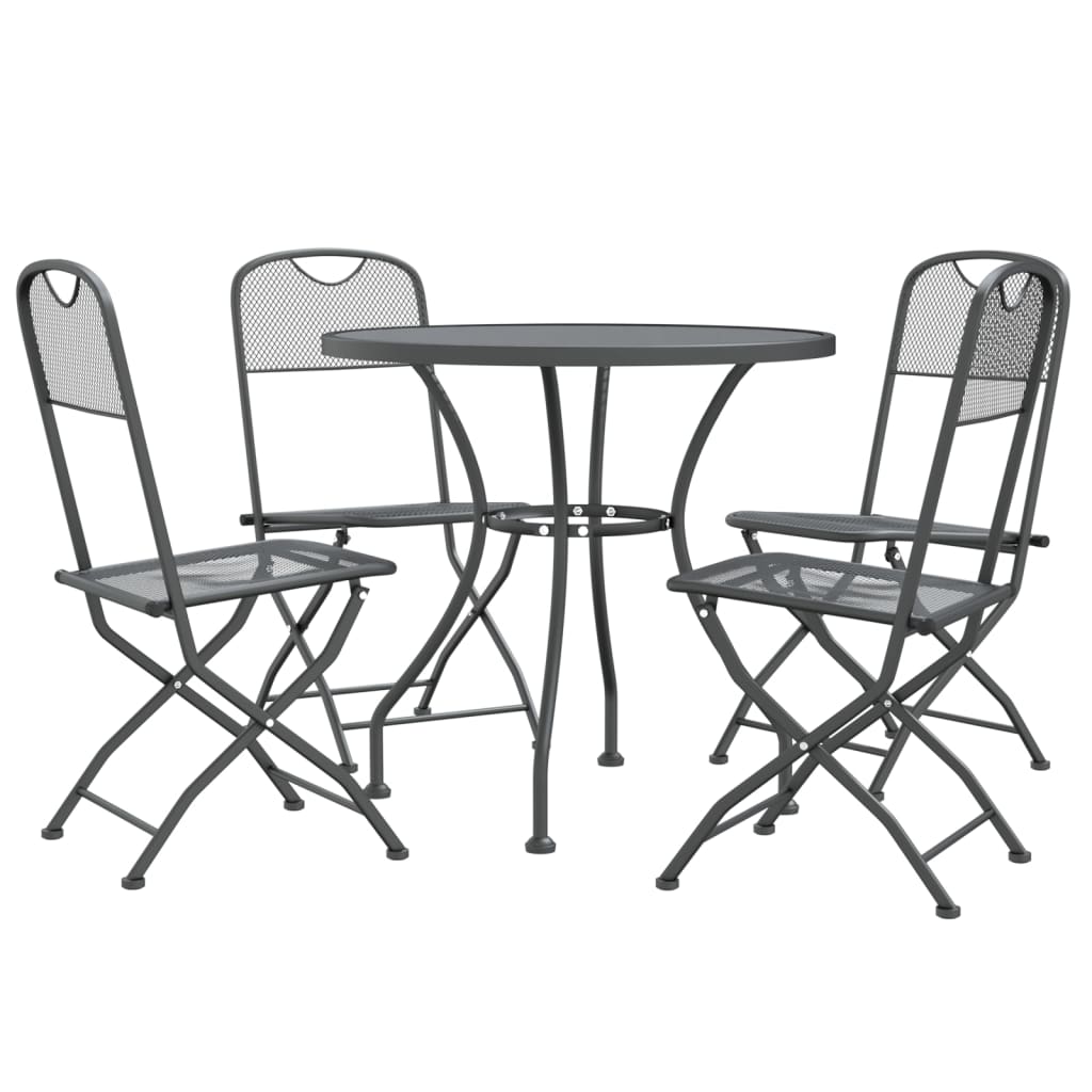 Set da Pranzo per Giardino 5pz Rete Metallica Espansa Antracite - homemem39