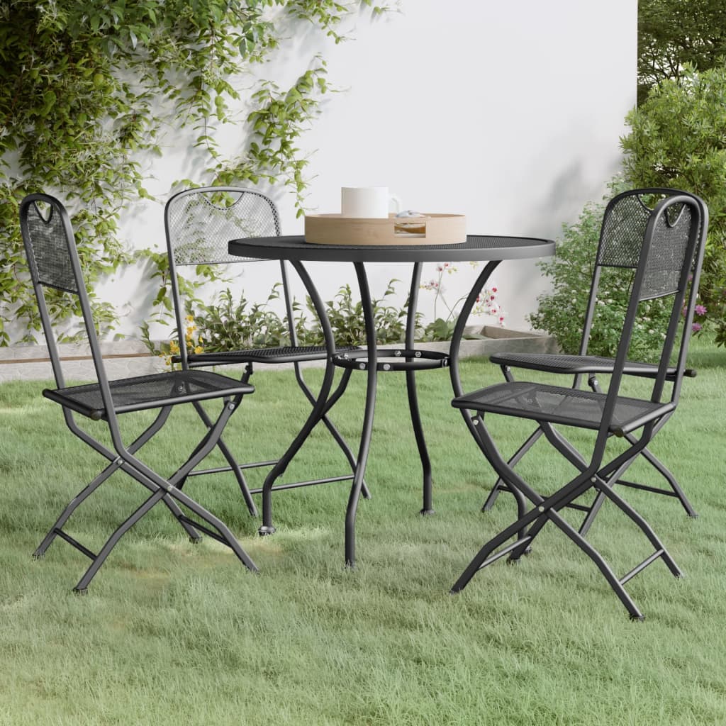 Set da Pranzo per Giardino 5pz Rete Metallica Espansa Antracite - homemem39