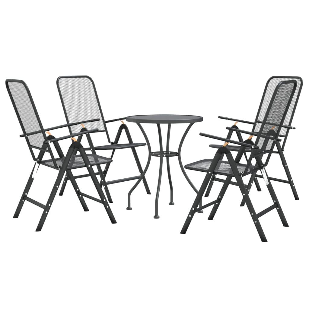 Set da Pranzo per Giardino 5pz Rete Metallica Espansa Antracite - homemem39