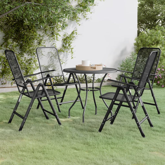 Set da Pranzo per Giardino 5pz Rete Metallica Espansa Antracite - homemem39