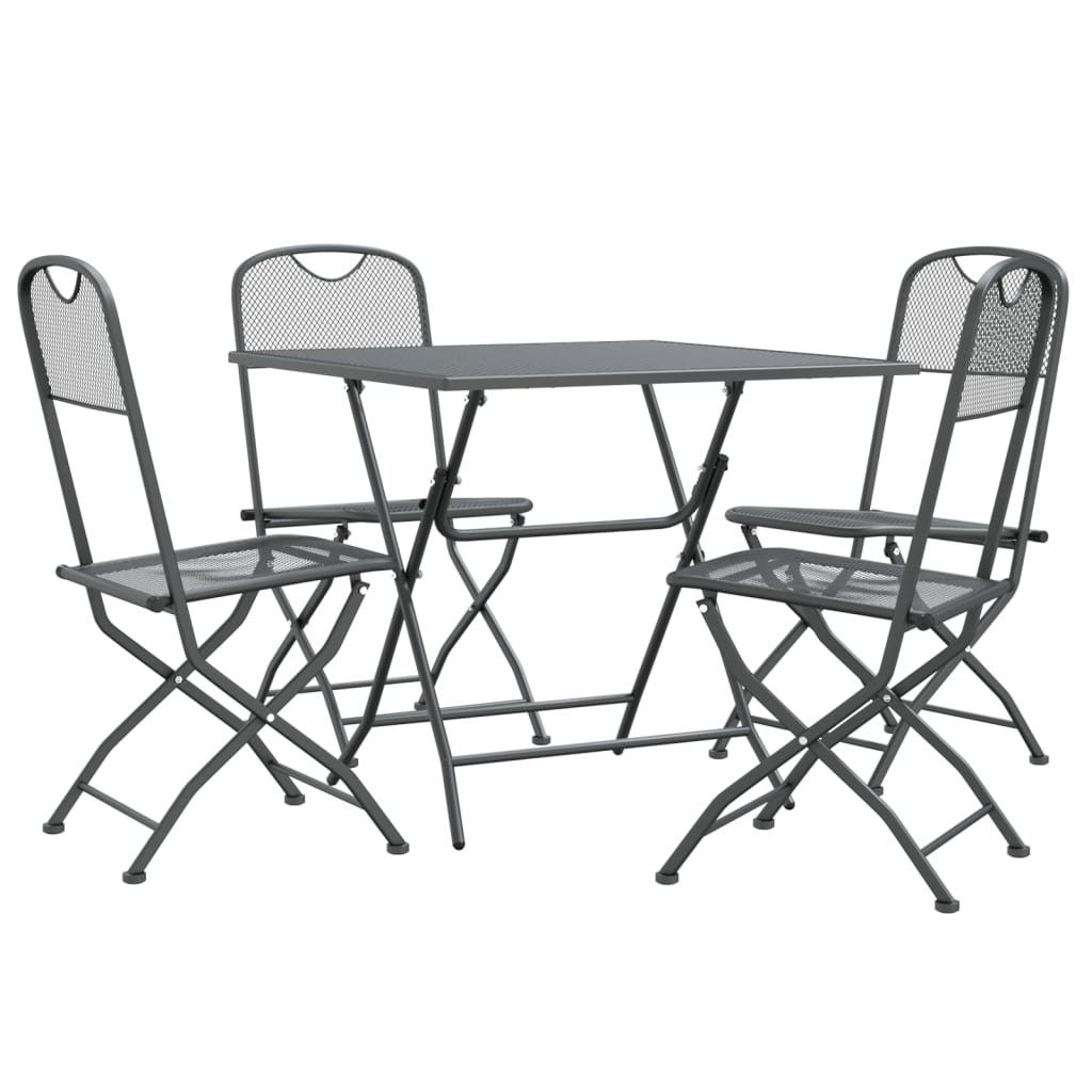 Set da Pranzo per Giardino 5pz Rete Metallica Espansa Antracite - homemem39