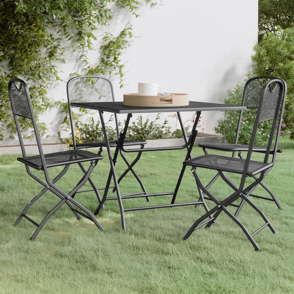 Set da Pranzo per Giardino 5pz Rete Metallica Espansa Antracite - homemem39