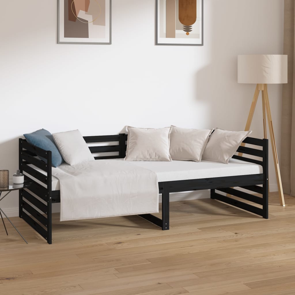 Dormeuse Nera 90x190 cm in Legno Massello di Pino - homemem39