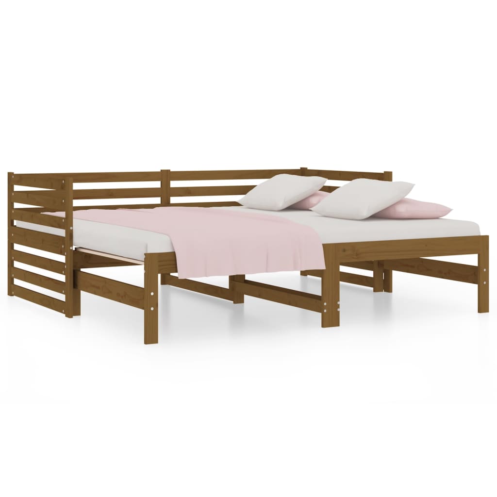 Dormeuse Estraibile Miele 2x(90x190) cm Legno Massello di Pino - homemem39