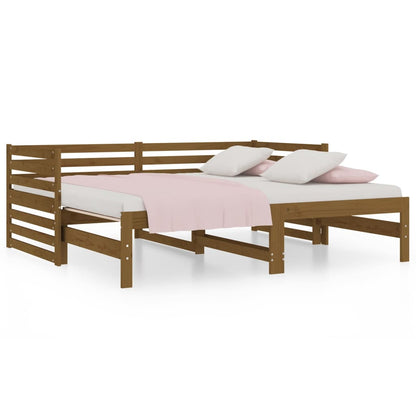 Dormeuse Estraibile Miele 2x(90x190) cm Legno Massello di Pino - homemem39