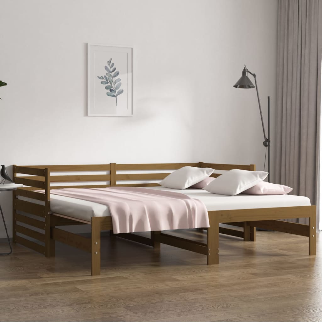 Dormeuse Estraibile Miele 2x(90x190) cm Legno Massello di Pino - homemem39