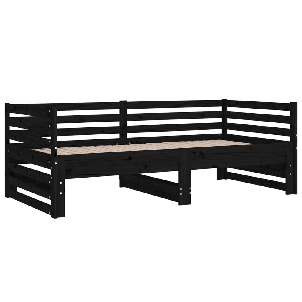 Dormeuse Estraibile Nera 2x(80x200) cm Legno Massello di Pino - homemem39