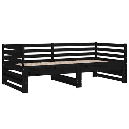 Dormeuse Estraibile Nera 2x(80x200) cm Legno Massello di Pino - homemem39