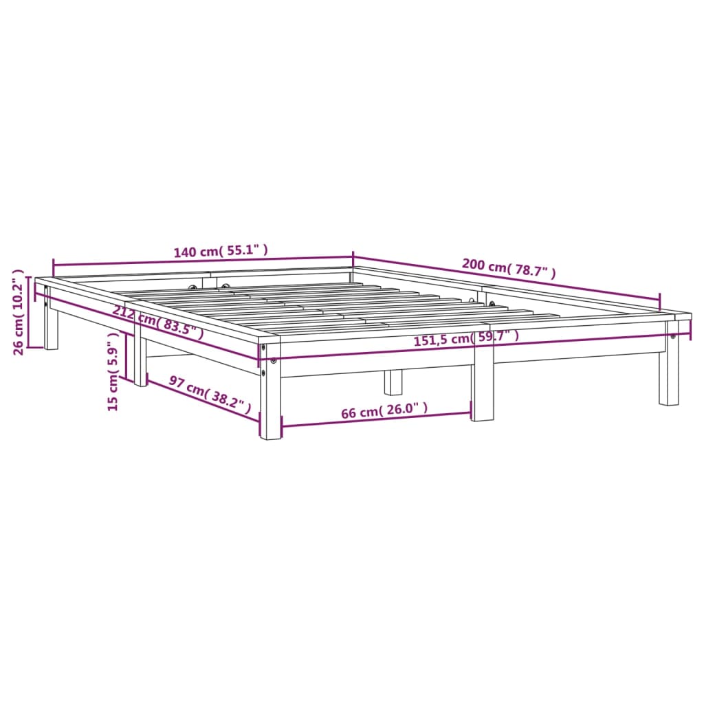 Giroletto Bianco 140x200 cm in Legno Massello di Pino - homemem39