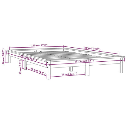 Giroletto Nero 120x190cm Legno Massello Pino 4FT Small Double - homemem39