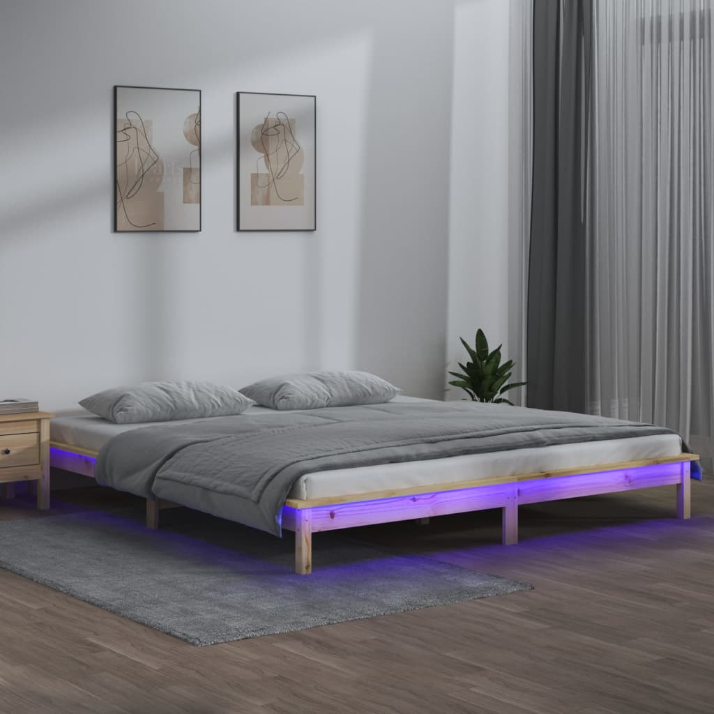 Giroletto con LED 150x200 cm 5FT King Size in Legno Massello - homemem39