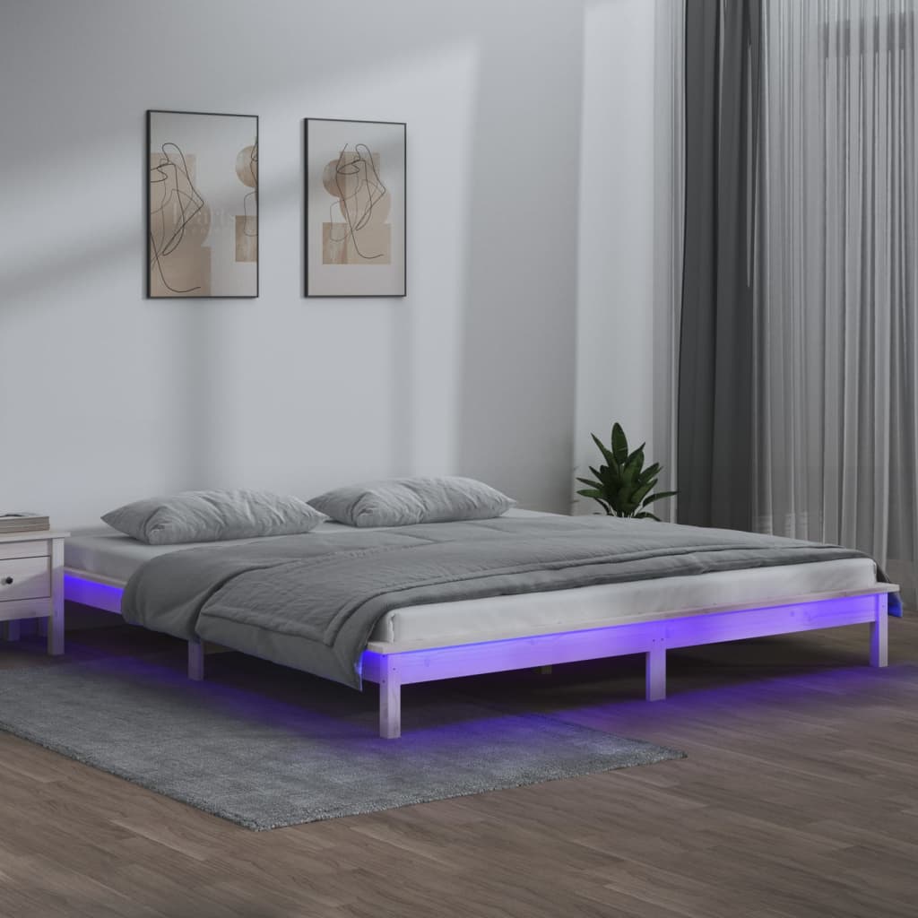 Giroletto con LED Bianco 150x200cm 5FT King Size Legno Massello - homemem39