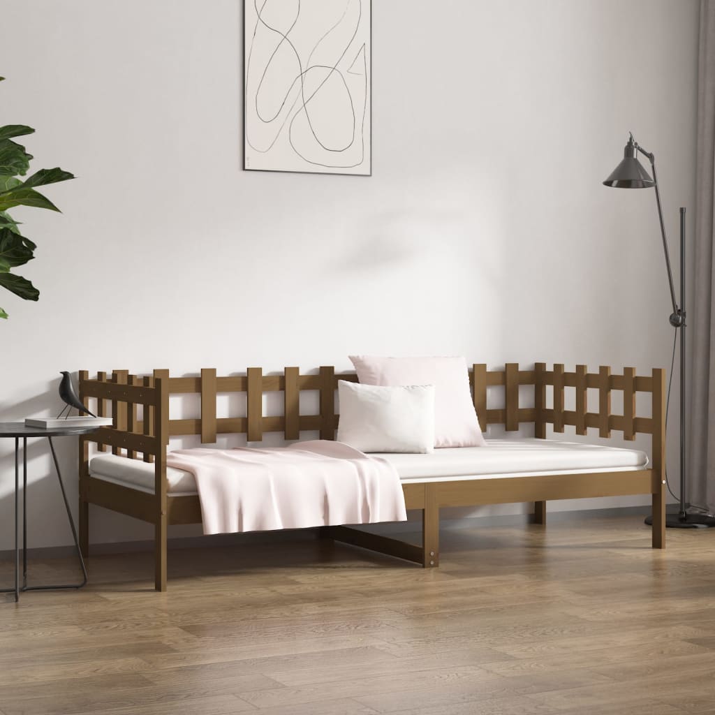 Dormeuse Marrone Miele 80x200 cm in Legno Massello di Pino - homemem39