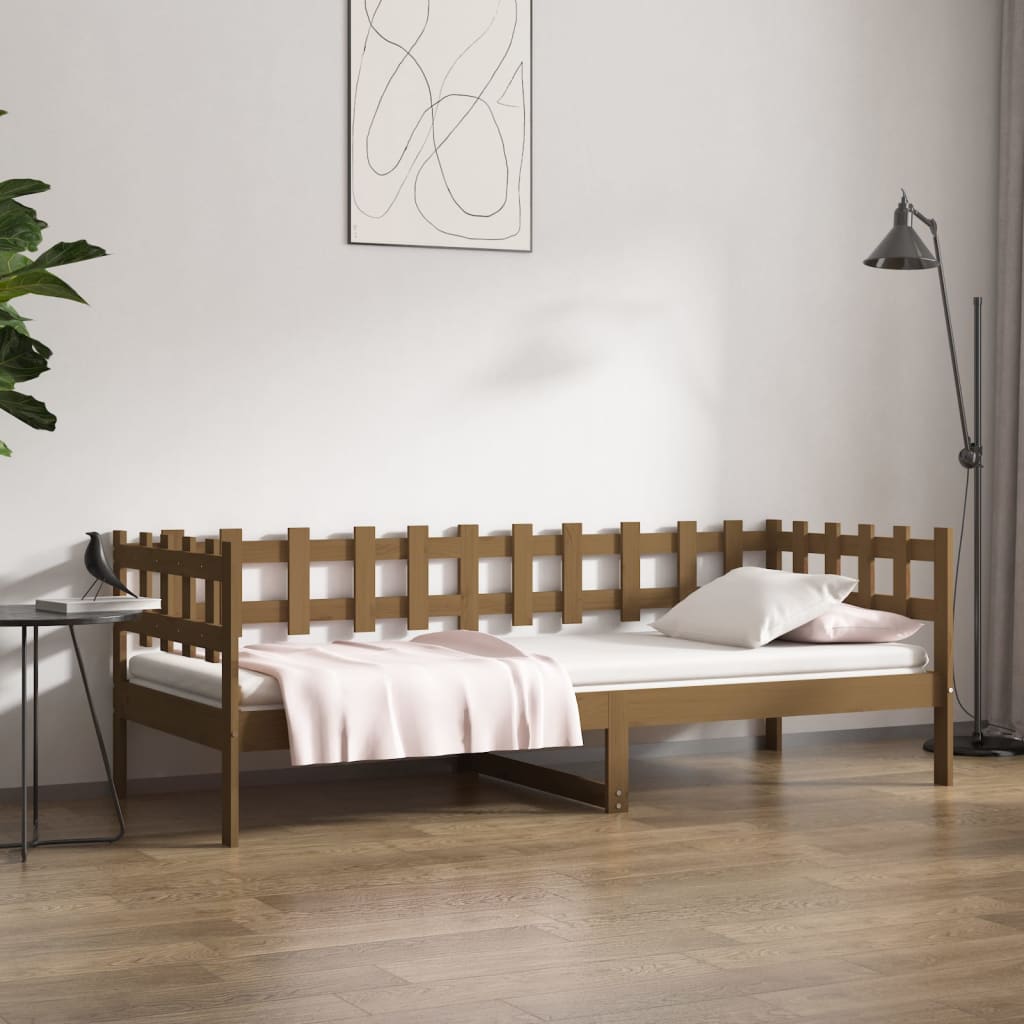 Dormeuse Marrone Miele 80x200 cm in Legno Massello di Pino - homemem39