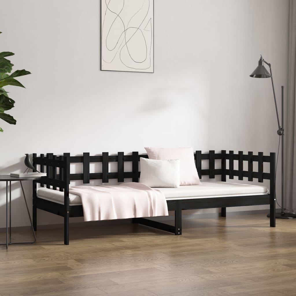 Dormeuse Nera 80x200 cm in Legno Massello di Pino - homemem39