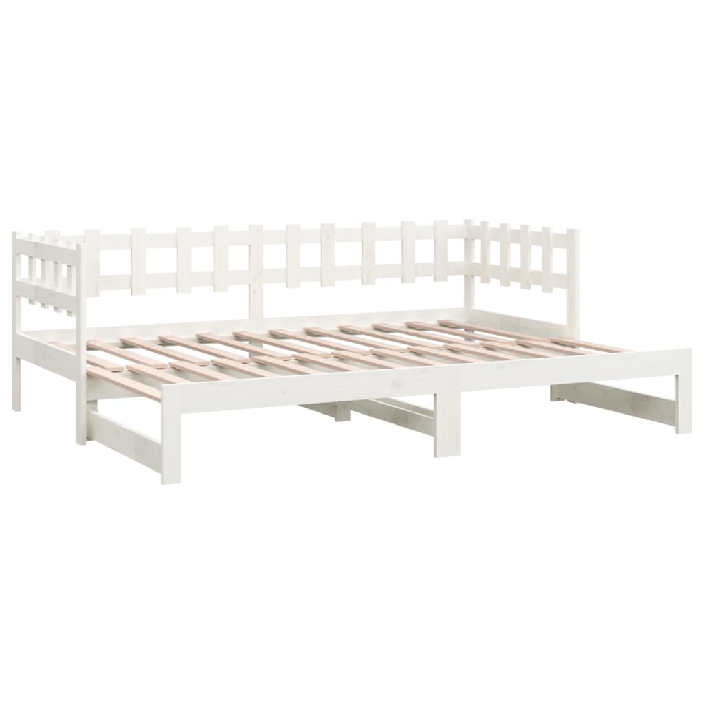 Dormeuse Estraibile Bianca 2x(80x200) cm Legno Massello di Pino - homemem39