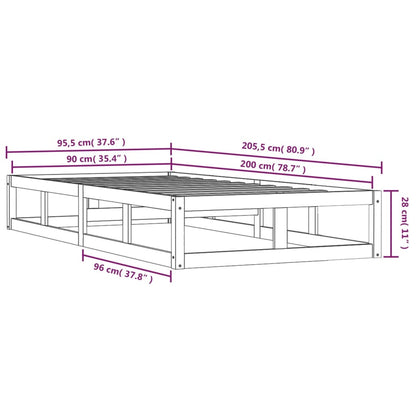 Giroletto 90x200 cm in Legno Massello - homemem39