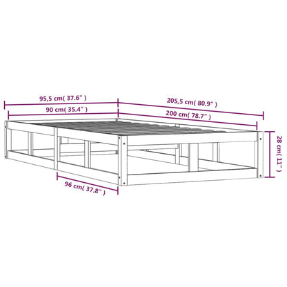 Giroletto Nero 90x200 cm in Legno Massello - homemem39