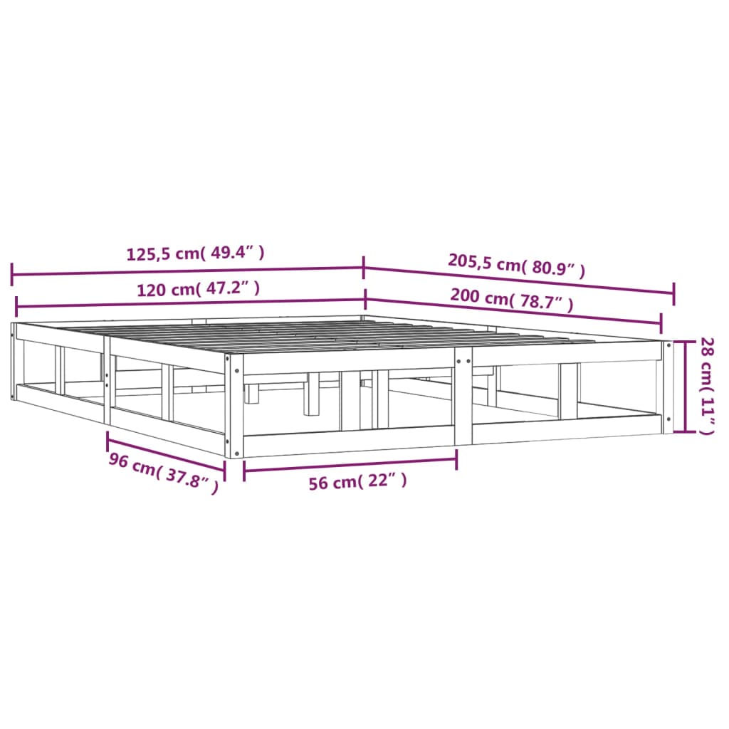 Giroletto Nero 120x200 cm in Legno Massello - homemem39