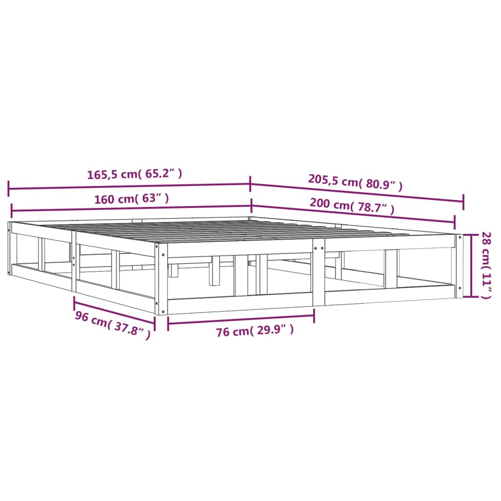 Giroletto 160x200 cm in Legno Massello - homemem39